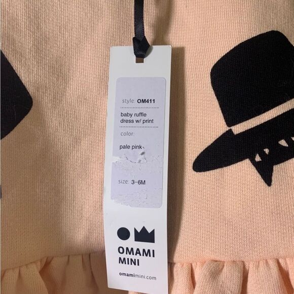 OmamiMini New 3-6 Months Pale Pink‎ Cats and Hats Ruffle Dress - Picture 3 of 7